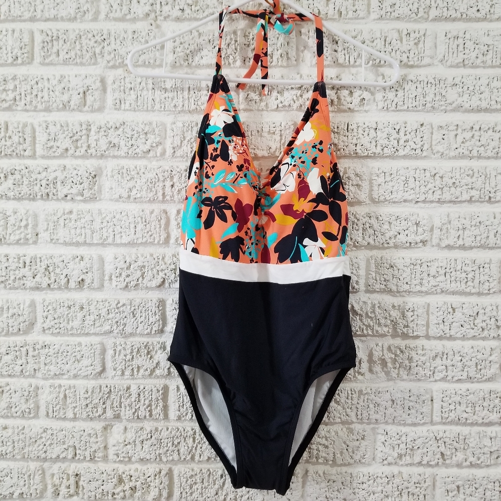 Sea Angel Floral Lace Halter One-Piece Swimsuit